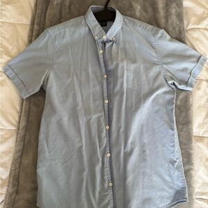 Crown Men's Sky Blue Casual Button Down Shirt